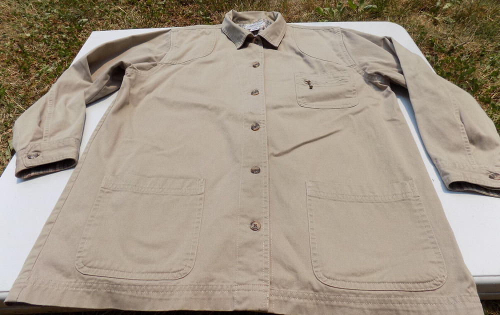 Vtg Cabin Creek Shacket tan Denim Jean Shirt Barn Chore Coat Jacket sz 18W